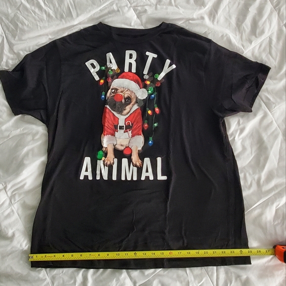 Party Animal Festive Pug Chriatmas Tee (funny) - Picture 3 of 5